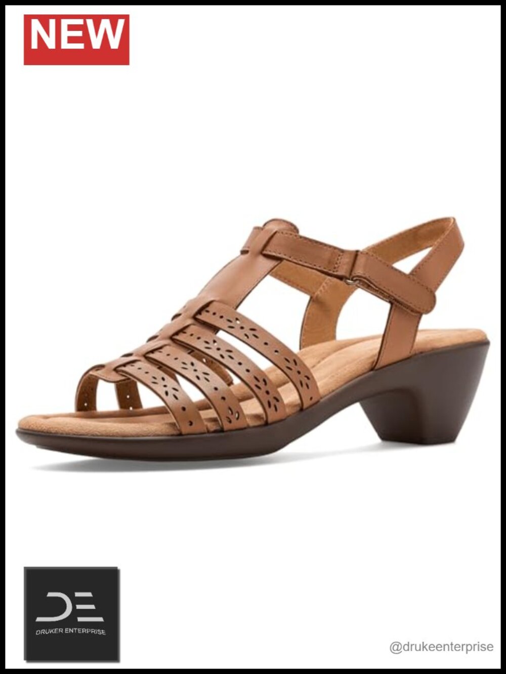 Easy Spirit Cortney Women's Heeled Sandals Block Heel Leather Hook & Loop Slip